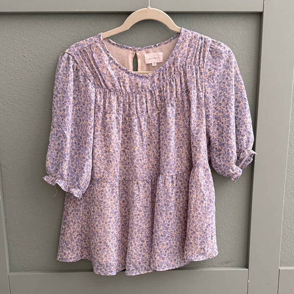 MELLODAY Half Sleeve Flowy Floral Blouse - Medium